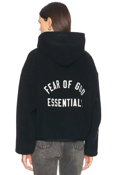 Essentials Brushed Hooded Bomber Jacket In Black