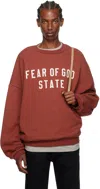 ESSENTIALS BURGUNDY CREWNECK SWEATSHIRT