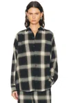 Essentials Button Up Shirt In Iron Grey Plaid