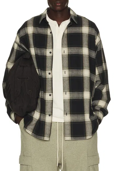 Essentials Button Up Shirt In Iron Grey Plaid