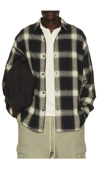 Essentials Button Up Shirt In Iron Grey Plaid