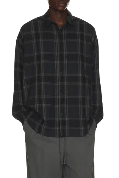 Essentials Button Up Shirt In Vintage Black Plaid