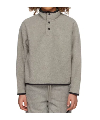 Essentials Buttoned Fleece Jumper In Gray