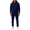 Essentials By Galaxy Galaxy Essentials Men's Relaxed Fit Heavyweight Fleece Pullover Hoodie & Sweatpants Jogging Set In Blue