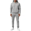 Essentials By Galaxy Galaxy Essentials Men's Relaxed Fit Heavyweight Fleece Pullover Hoodie & Sweatpants Jogging Set In Gray