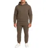 Essentials By Galaxy Galaxy Essentials Men's Relaxed Fit Heavyweight Fleece Pullover Hoodie & Sweatpants Jogging Set In Green