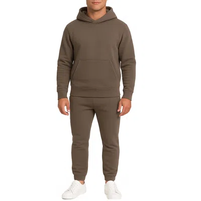 Essentials By Galaxy Galaxy Essentials Men's Relaxed Fit Heavyweight Fleece Pullover Hoodie & Sweatpants Jogging Set In Green