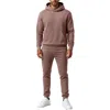Essentials By Galaxy Galaxy Essentials Men's Relaxed Fit Heavyweight Fleece Pullover Hoodie & Sweatpants Jogging Set In Purple