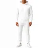 Essentials By Galaxy Galaxy Essentials Men's Relaxed Fit Heavyweight Fleece Pullover Hoodie & Sweatpants Jogging Set In White