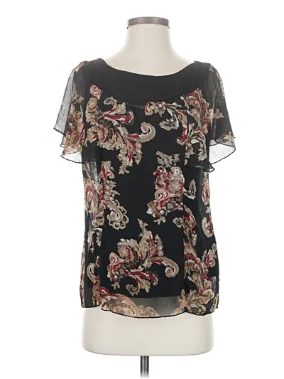 Pre-owned Essentials By Milano Short Sleeve Blouse In Black