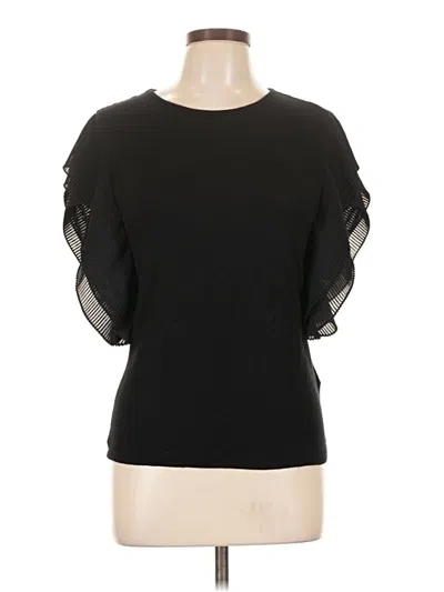 Pre-owned Essentials By Milano Short Sleeve Top Black Cold Shoulder Neckline Tops