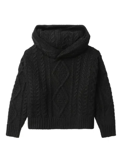 Essentials Kids' Cable-knit Hoodie In Black