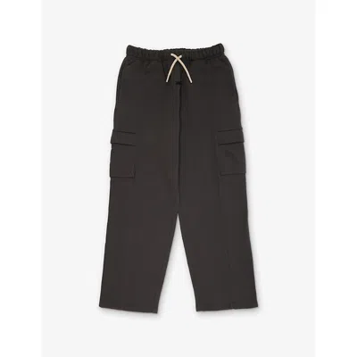 Essentials Kids' Cargo Field Fleece Cotton-jersey Trousers 2-14 In Iron Grey