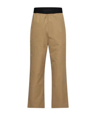 Essentials Casual Trousers With Contrasting-color Side Panels In Brown