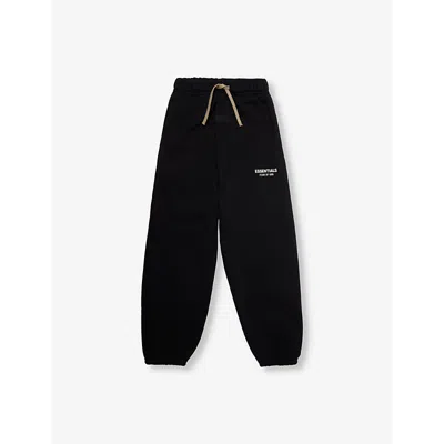 Essentials Kids' Ce Logo-print Cotton-blend Jogging Bottoms 2-16 Y In Black