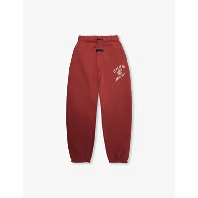 Essentials Kids' Crimson Fleece Logo-print Cotton-blend Jogging Bottoms 2-16 Y