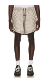 Essentials Checkered Gym Short In Red