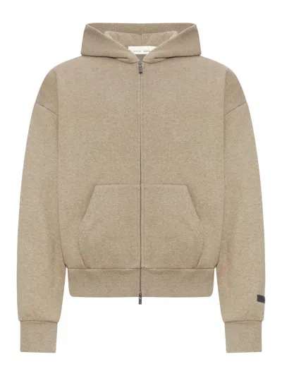 Essentials Classic Fit Fleece Zip-up Hoodie In Brown