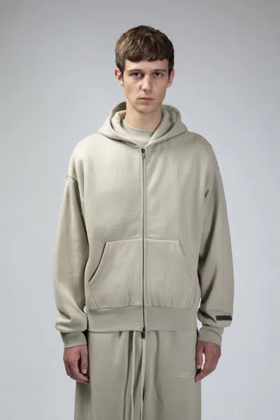 Essentials Classic Fit Fleece Zip-up Hoodie Abbey Stone In Gray