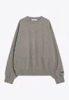 Essentials Grey Fleece Cotton Sweatshirt With Logo In Gray