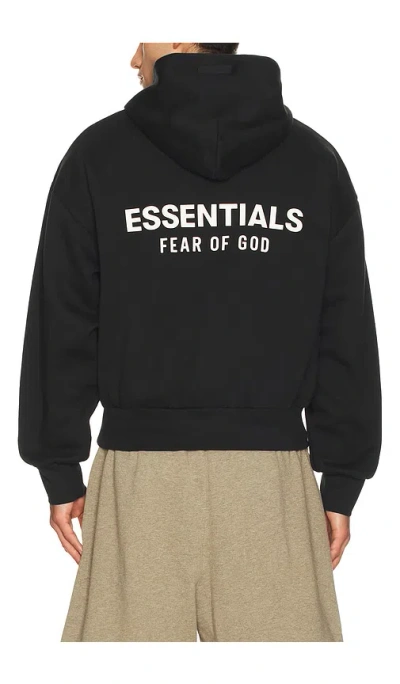 Essentials Classic Full Zip Up Hoodie In Black