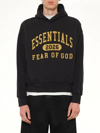 Essentials Logo-print Cotton-blend Jersey Hoodie In Black