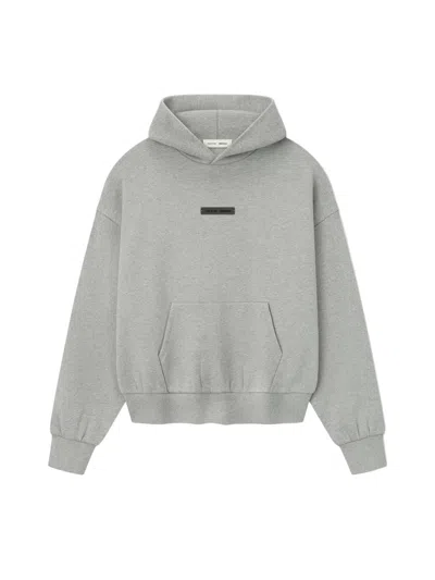 Essentials Mens Concrete Heather Embossed-branding Relaxed-fit Cotton-blend Hoodie In Green