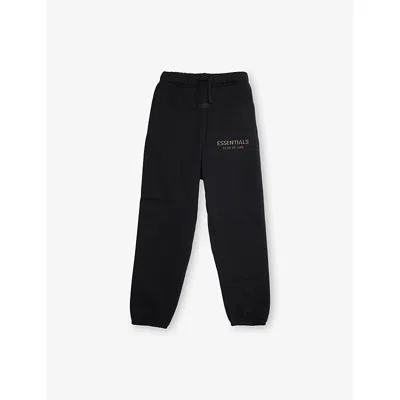 Essentials Kids' Jet Black Classic Logo Cotton-blend Jogging Bottoms 2-