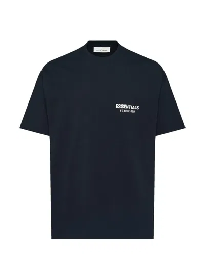 Essentials Classic Logo-print Cotton T-shirt In Blue