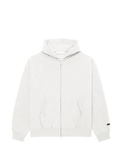 Essentials Classic Logo-print Zip-up Hoodie In Gray