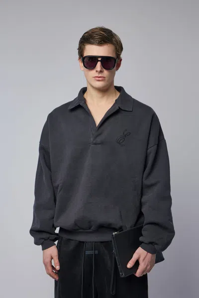 Essentials Classic Polo Sweatshirt In Gray