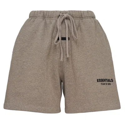 Essentials Logo-print Shorts In Brown