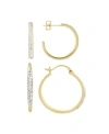 Essentials Clear Crystal C Hoop & Click Top Hoop Earring Set In Gold Plate Or Silver Plate In Gold