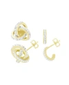 Essentials And Now This Clear Crystal Loveknot And C-hoop Duo Earring In Silver Plate Or Gold Plate In Gold