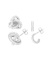 Essentials And Now This Clear Crystal Loveknot And C-hoop Duo Earring In Silver Plate Or Gold Plate In Silver
