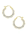 Essentials Clear Crystal Pave Bamboo Hoop Earring Gold Plate In Gold