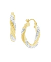 Essentials Clear Crystal Twisted Click Top Hoop Earring In Silver Plate Or Gold Plate In Gold