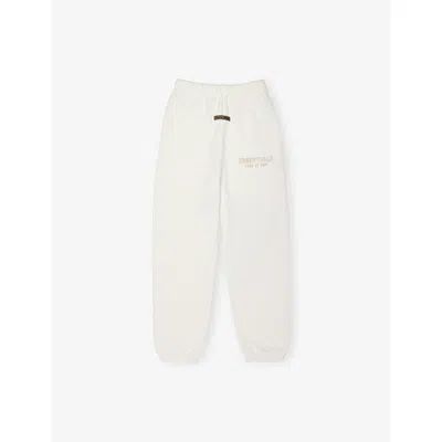 Essentials Kids' Drawstring Straight-leg Cotton-blend Jogging Bottoms 2-12 Years Cloud White In Gray