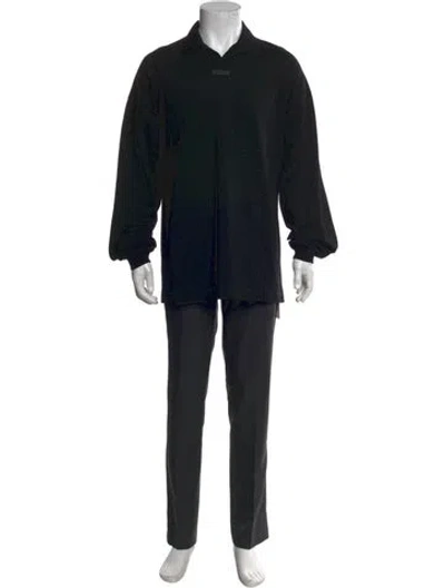 Pre-owned Essentials Collar Long Sleeve Polo Shirt In Black