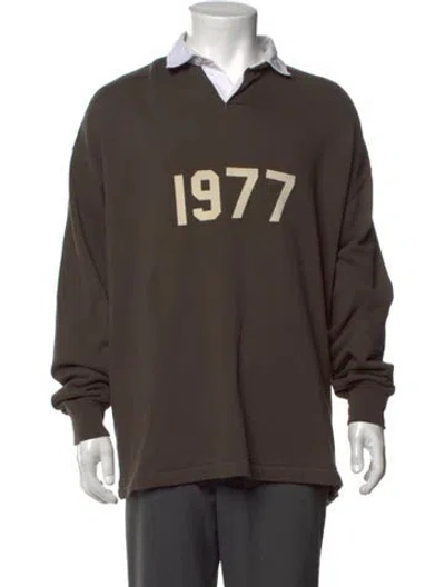 Pre-owned Essentials Collar Long Sleeve Polo Shirt In Brown