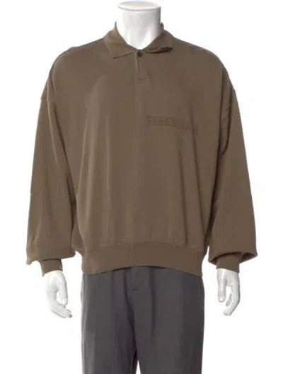 Pre-owned Essentials Collar Long Sleeve Polo Shirt In Green