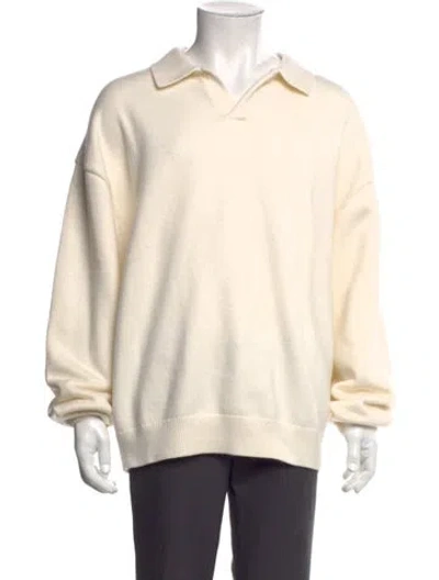 Pre-owned Essentials Collar Long Sleeve Polo Sweater In Neutral