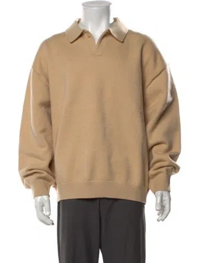 Pre-owned Essentials Collar Long Sleeve Polo Sweater In Neutral