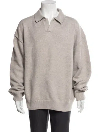 Pre-owned Essentials Collar Long Sleeve Polo Sweater In Neutrals
