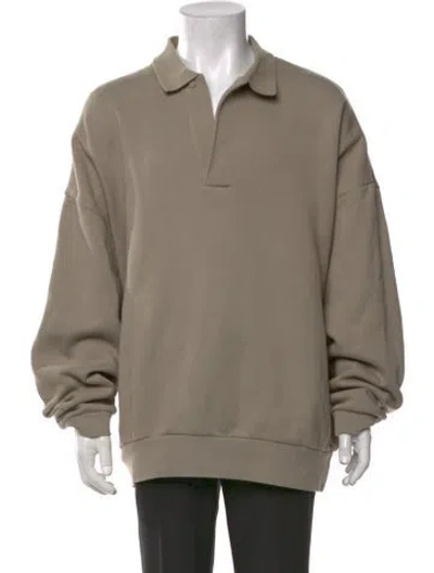 Pre-owned Essentials Collar Long Sleeve Polo Sweater In Neutrals