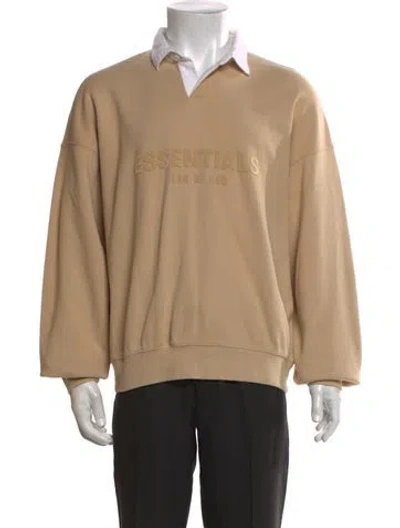 Pre-owned Essentials Collar Long Sleeve Polo Sweater In White