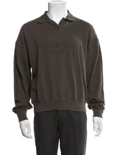 Pre-owned Essentials Collar Long Sleeve Pullover In Green