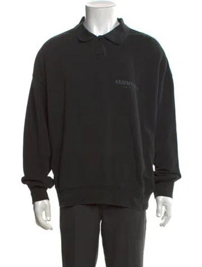 Pre-owned Essentials Collar Long Sleeve Sweatshirt In Black