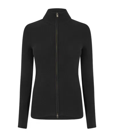 Essentials Collared Zipper Sweater In Black