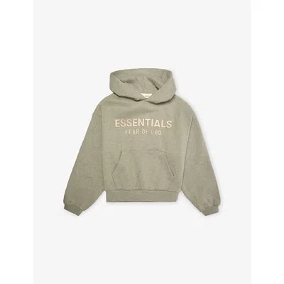 Essentials Kids' Concrete Heather Logo Kangaroo-pocket Cotton-blend Hoodie 2-12 In Green